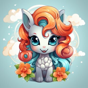 Cute Unicorn With Rainbow , Cartoon Graphic Design, Background Hd For Designer