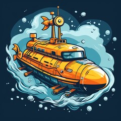 Submarine Explode Underwater , Cartoon Graphic Design, Background Hd For Designer