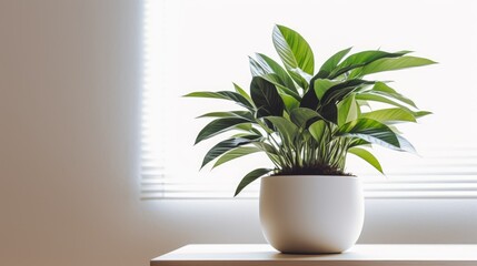 Indoor plant in a pot near the window. Generative AI