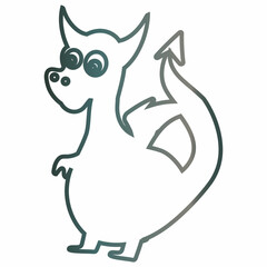 Dragon drawing gradient symbol for decoration and design.
