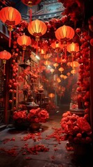 Obraz na płótnie Canvas Chinese New Year decorations. Red lanterns