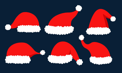 Santa Claus hat collection, vector, illustration, flat design