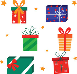 vector Christmas gift set with cheerful printable colors