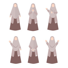 Muslim woman character set with different pose