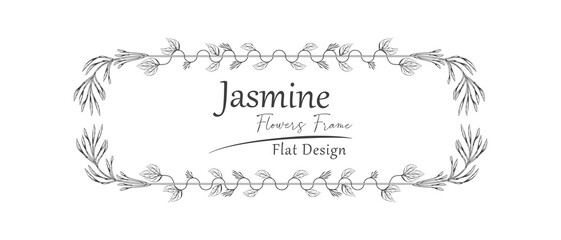 jasmine flower sketch frame.
rounded rectangle pattern. 