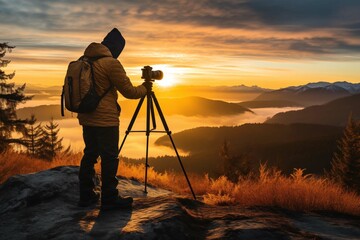 photographer at sunset