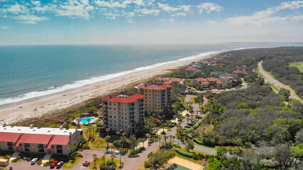 Amazing aerial view of Amelia Island from drone, Florida - USA