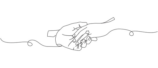 illustration lineart hand in hand for father's day vector