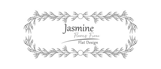 jasmine flower sketch frame.
rounded rectangle pattern. 