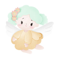 Sweet Cupid and angel send love for valentine's day