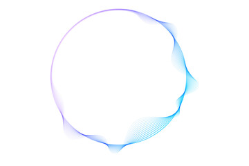 Vector abstract circles lines wavy in round frame colorful blue purple gradient isolated on transparent background with empty space for text