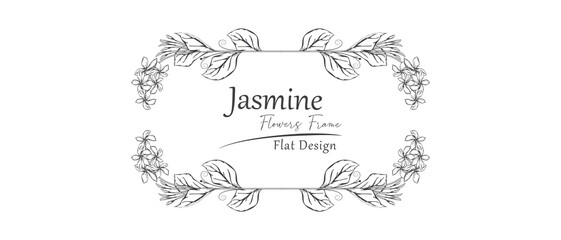 jasmine flower sketch frame.
rounded rectangle pattern. 