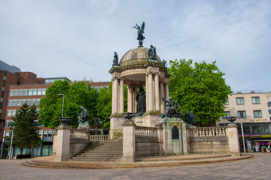 Queen Victoria Monument at Derby Square in city center of Liverpool, Merseyside, UK. Liverpool Maritime Mercantile City is a UNESCO World Heritage Site. 