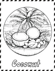 Coconut Coloring Page For Kids