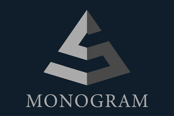 Modern letter S creative pyramid shape logo - obrazy, fototapety, plakaty