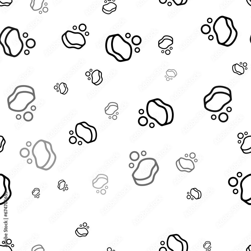 Poster seamless vector pattern with soap symbols, creating a creative monochrome background with rotated el