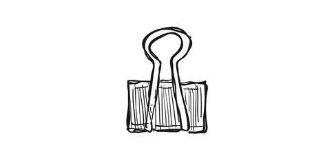 Binder Clip Office Line Icon Style, Paper Holder Isolated On White Background.