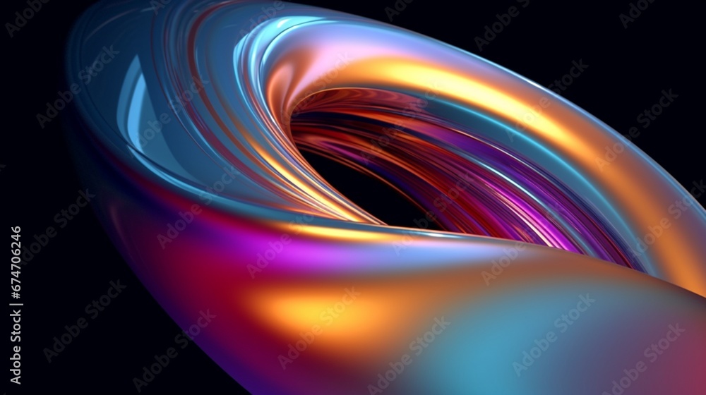 Poster abstract iridescent shape 3d rende.generative ai