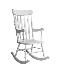 Wooden rocking chair isolated or weathered vintage white rocking chair. Png transparency