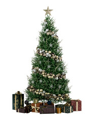 Beautiful christmas tree or decorative christmas tree isolated on transparency background.