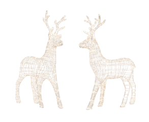 Deer sculpture made of light bulbs or Yellow Glowing reindeers made of wire and light bulbs. png transparency