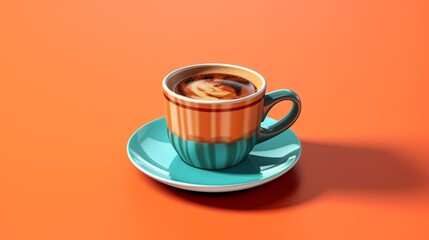 Ceramic cup of coffee on a colored background.Generative AI