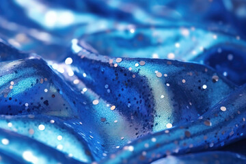 metallic fabric material background on blue, navy and azure sparkles tones
