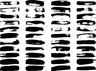 Black paint brush strokes, dirty inked grunge art brushes. Creative sketch brush stroke, illustration of brush stain line
