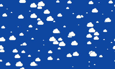 White cartoon clouds seamless pattern on blue sky background. Vector illustration for backdrop