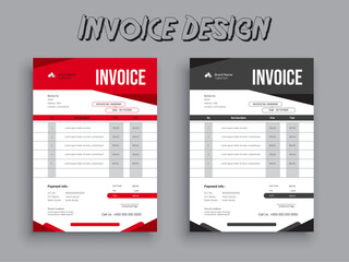 
Invoice Design. Business invoice form template. Invoicing quotes, money bills or pricelist and payment agreement design templates. Tax form, 
bill graphic or payment receipt.