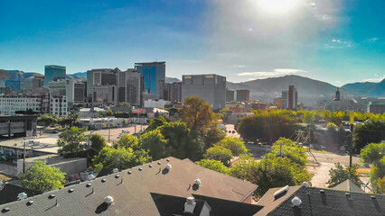 Aerial view of Salt Lake City skyline, Utah