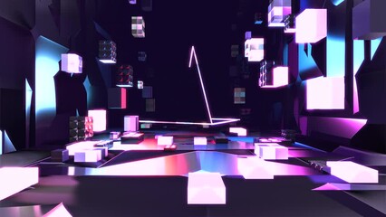 Looped neon sci fi space with rotating triangle animation. - Powered by Adobe