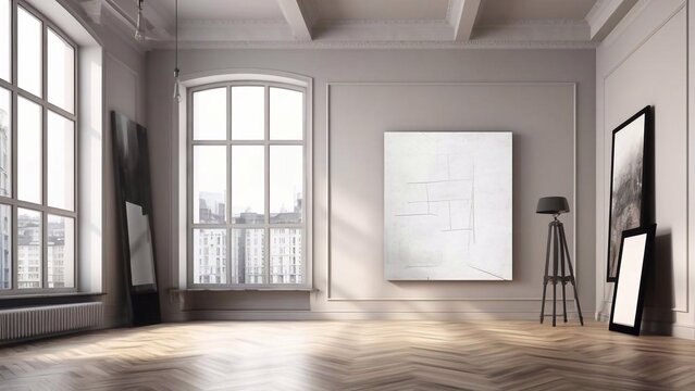 Interior of an empty room in a modern style, mock up