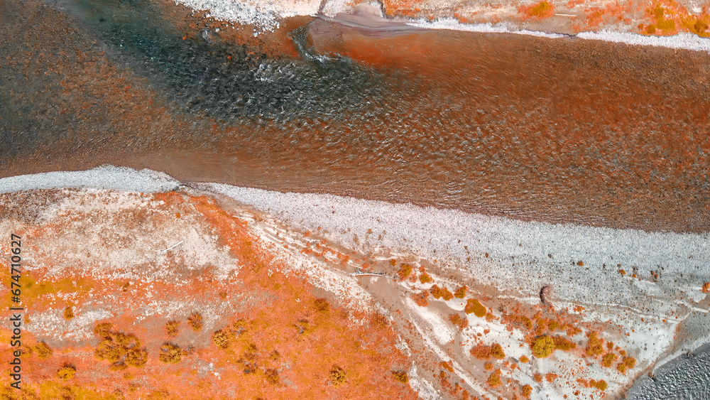 Sticker amazing aerial view of yellowstone river in the national park