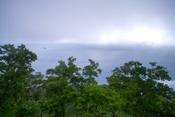 Lake Mashu, an endorheic crater lake formed in the caldera of a potentially active volcano in Akan Mashu National Park, Teshikaga, Kushiro Subprefecture, Hokkaido, Japan