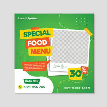 Restaurant food social media banner post design template
