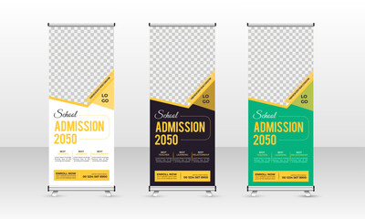 school admission Roll Up Banner study college education kids promotion banner rollup dl flyer rack card template design
