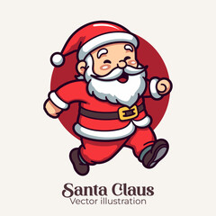 Isolated Cartoon Cute Santa Claus in Flat Style. A Vector Illustration for a Merry Christmas