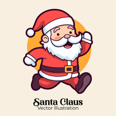 Flat Style Isolated Cartoon Cute Santa Claus. Vector Illustration for a Merry Christmas