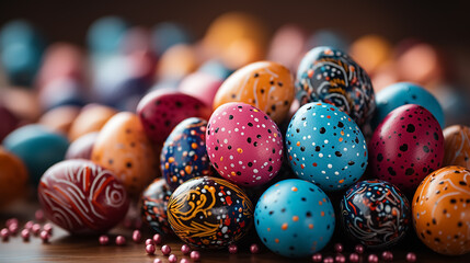 Easter eggs pictures. Close up with copy space. High quality.