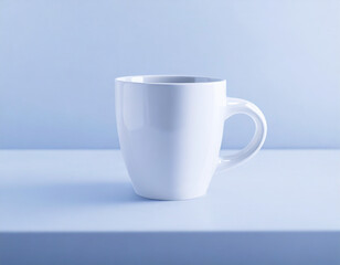 Obraz premium white mug mockup with blank copy space for advertising or branding , text message or promotional .blue tones .