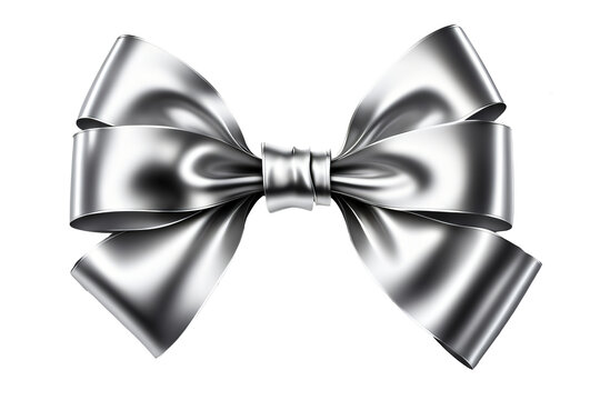 Silber Schleife f&uuml;r Weihnachtsgeschenk Hintergrund transparent