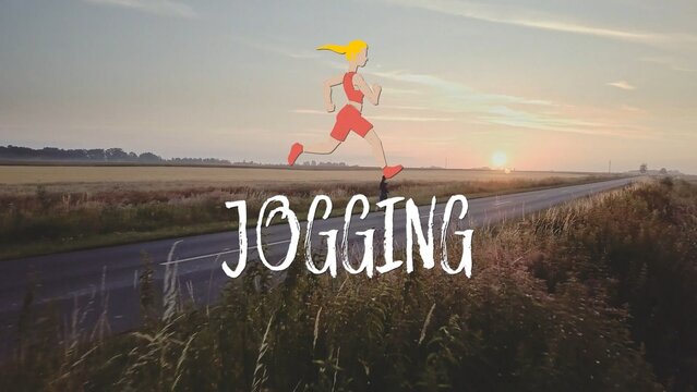 Jogging Girl Running Animated Scribble Intro Title