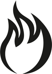 Cartoon Black and White Isolated Illustration Vector Of A Fire Flame
