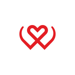 creative letter W love heart valentine dating logo design