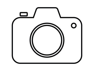 Photo camera outline icon vector isolated on white background. Camera icon outline photo camera vector. Simple snapshot photography sign. Instant Photo internet concept for website and mobile app.