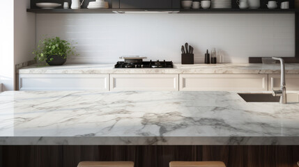 Luxurious high end kitchen with stainless appliances marble and glass tile