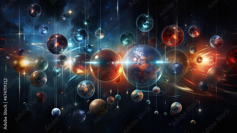 Poster an image showing the adjustment of cosmic constants, symbolizing the idea that different constants c