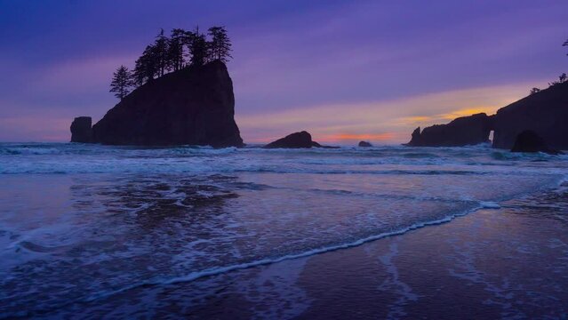 Dusk at La Push, West Coast of the Olympic Peninsula in Washington State, Olympic National Park