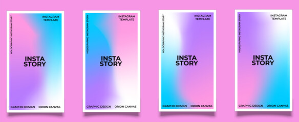 Instagram story template. Beautiful modern art poster cover design. Invitation, greeting card or post template with gradient. Set of wavy light blue, purple and pink gradient layout wallpaper. Ep 10